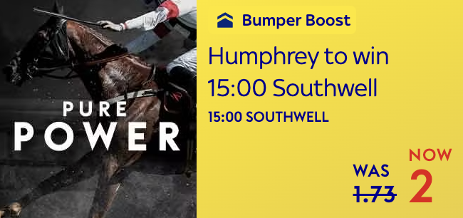 Price boost on a horse race, with the odds for Humphrey increased from 1.73 to 2